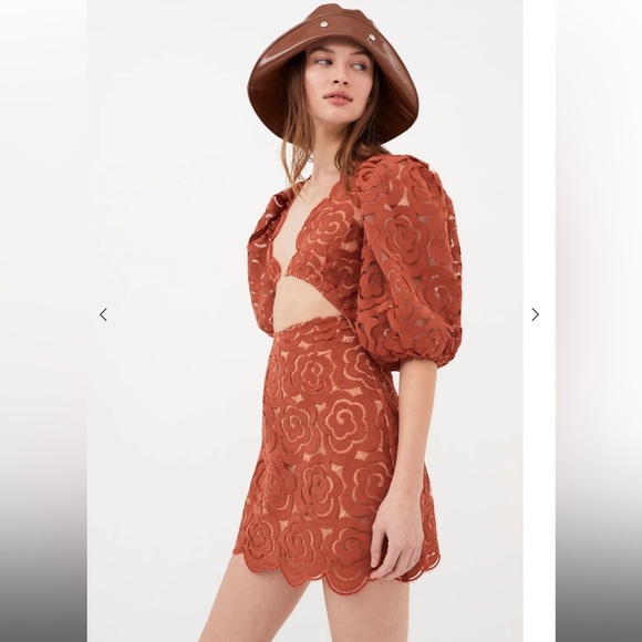 NWT For Love and Lemons Letitia Mini Dress in Red Size Small - Picture 4 of 5
